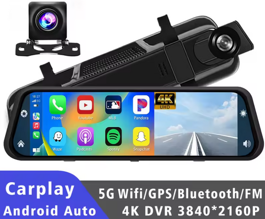 DVR Κάμερα Αυτοκινήτου 4K με CarPlay, Android Auto, GPS & WiFi – Καταγραφή & 24ωρη Παρακολούθηση