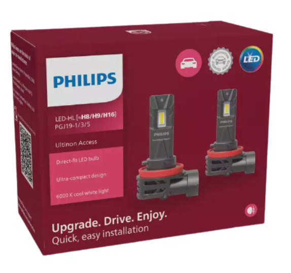 Philips H8/H9/H16 Ultinon Access Led 12V 20W 6000K 2τμχ