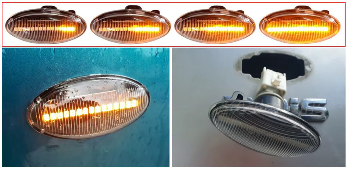 Φλας Led Dynamic για SUZUKI/OPEL/FIAT-2 Τμχ CRYSTAL
