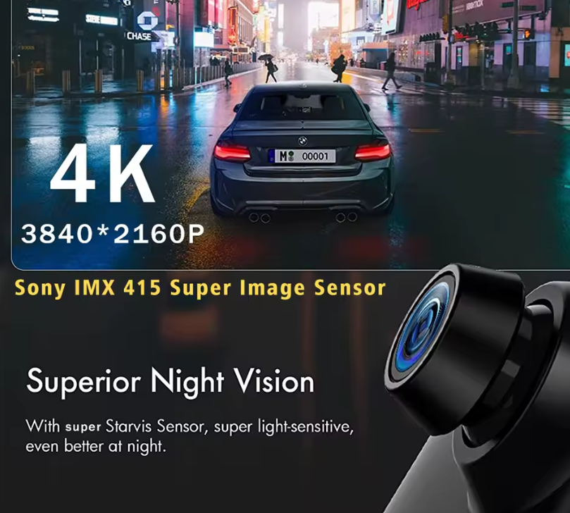 DVR Κάμερα Αυτοκινήτου 4K με CarPlay, Android Auto, GPS & WiFi – Καταγραφή & 24ωρη Παρακολούθηση