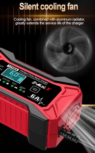 Έξυπνος Φορτιστής Μπαταρίας αυτοκινήτου 12V/6A με LCD & Λειτουργία Επισκευής 220V
