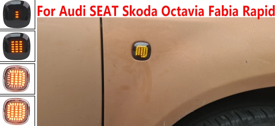 Φλας Led Dynamic για AUDI-SEAT-SKODA- 2 Τμχ SMOKED