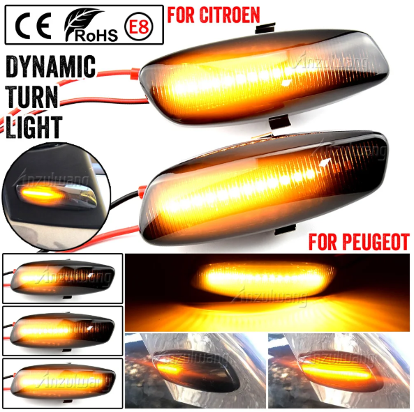 Φλας Led Dynamic για PEUGEOT/CITROEN 2 Τμχ SMOKED