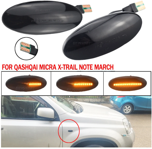 Φλας Led Dynamic για NISSAN- 2 Τμχ SMOKED