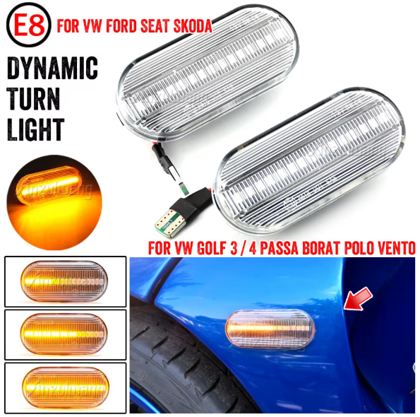 Φλας Led Dynamic για VW-FORD-SEAT-SKODA- 2 Τμχ CRYSTAL