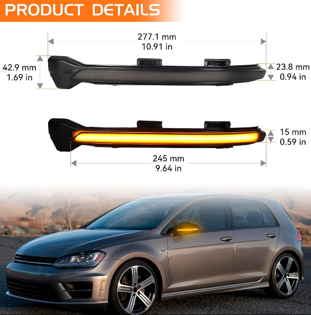 Φλας Led Dynamic για VW GOLF MK7/TOURAN- 2 Τμχ SMOKED