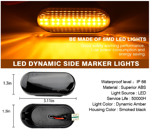 Φλας Led Dynamic για VW-FORD-SEAT-SKODA- 2 Τμχ SMOKED