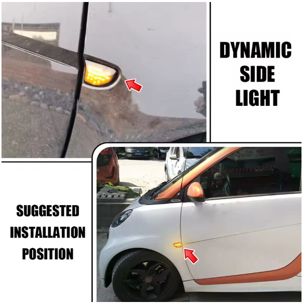 Φλας Led Dynamic για SMART W451- 2 Τμχ SMOKED