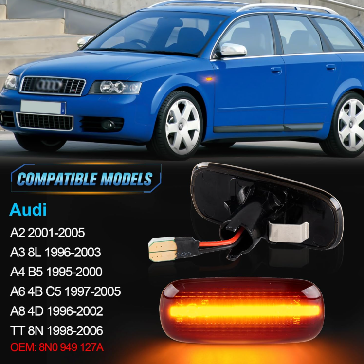 Φλας Led Dynamic για AUDI - 2 Τμχ SMOKED