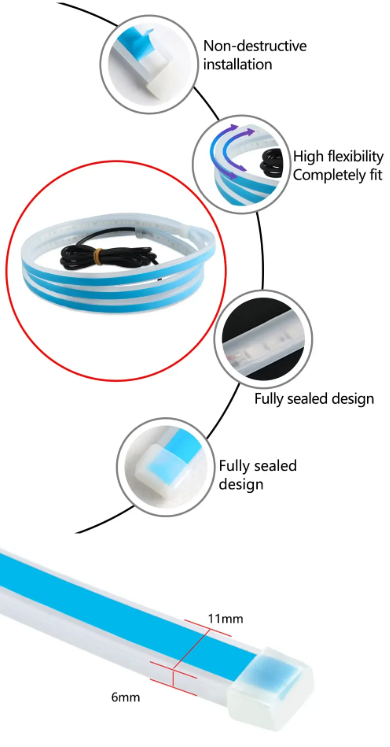 Δυναμική LED Λωρίδα Φωτισμού DRL Αυτοκινήτου 150cm –Φωτα Ημέρας με Εφέ Σάρωσης-ΛΕΥΚΟ  6000Κ