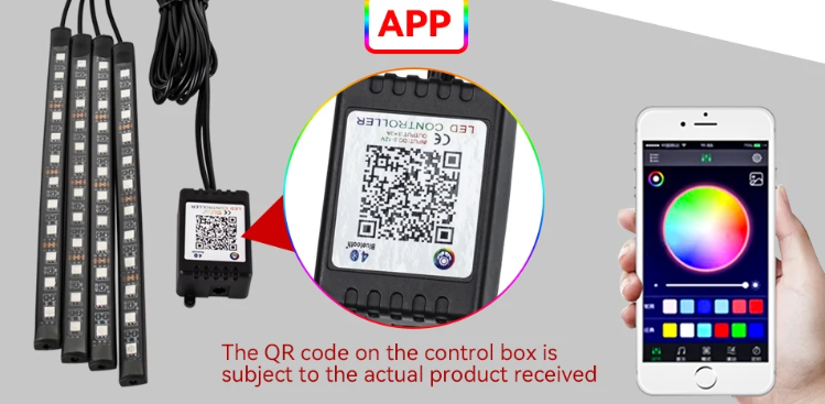 LED RGB Φωτισμός Ambient Light Kit Μέσω app & Μουσική Λειτουργία – 12V-Universal
