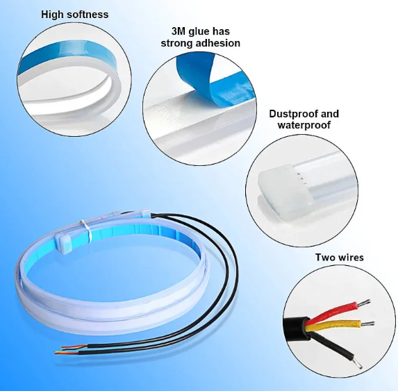 Flexible LED DRL -Φωτα ημέρας με Δυναμικό Φλας – Λευκό/Κίτρινο – 12V