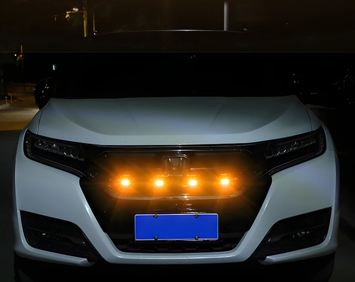 LED Φώτα Γρίλιας Αυτοκινήτου DRL- 12V – Universal, Πορτοκαλί , Αδιάβροχα, 4 Τμχ