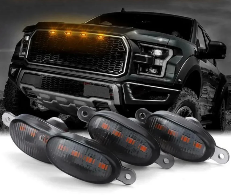 LED Φώτα Γρίλιας Αυτοκινήτου DRL- 12V – Universal, Πορτοκαλί , Αδιάβροχα, 4 Τμχ