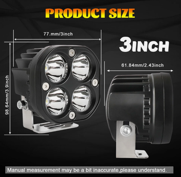 Σετ Προβολέων LED 3 ιντσών - 240W / 50,000 LM IP68 – Φώτα Offroad για SUV, 4x4, Τρακτέρ & Σκάφος (12V/24V)
