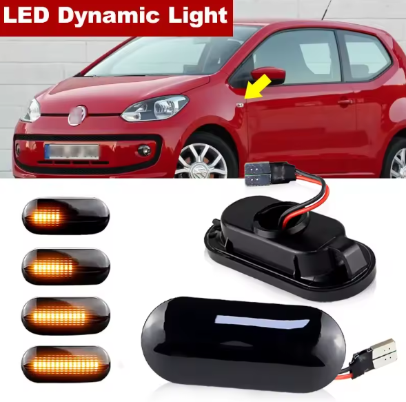 Φλας Led Dynamic για VW-FORD-SEAT-SKODA- 2 Τμχ SMOKED
