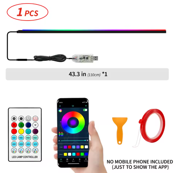 Ambient light LED Ταινία Αυτοκινήτου με APP, Τηλεχειριστήριο & Music Sync - 110mm