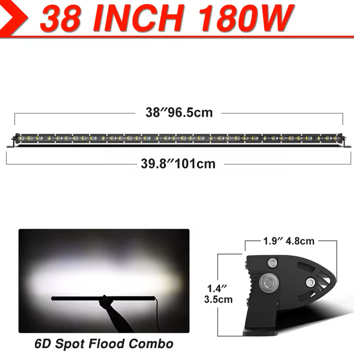 NAOEVO LED Light Bar Προβολέας 4x4 & Off-Road – 180W 6000K, IP68