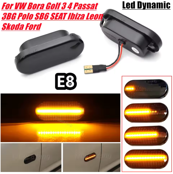 Φλας Led Dynamic για VW-FORD-SEAT-SKODA- 2 Τμχ SMOKED