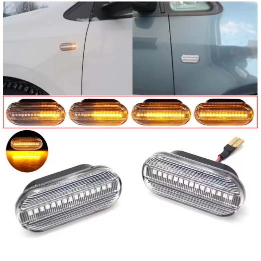 Φλας Led Dynamic για VW-FORD-SEAT-SKODA- 2 Τμχ CRYSTAL