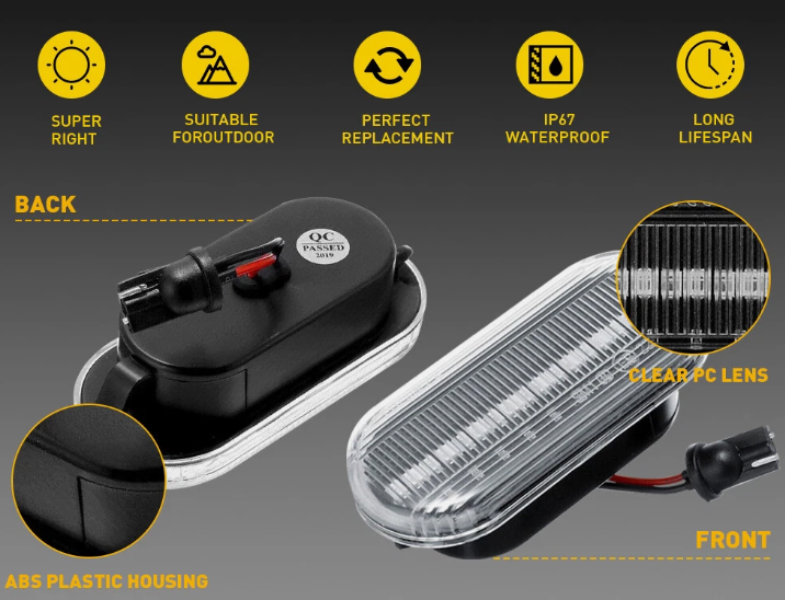 Φλας Led Dynamic για VW-FORD-SEAT-SKODA- 2 Τμχ CRYSTAL