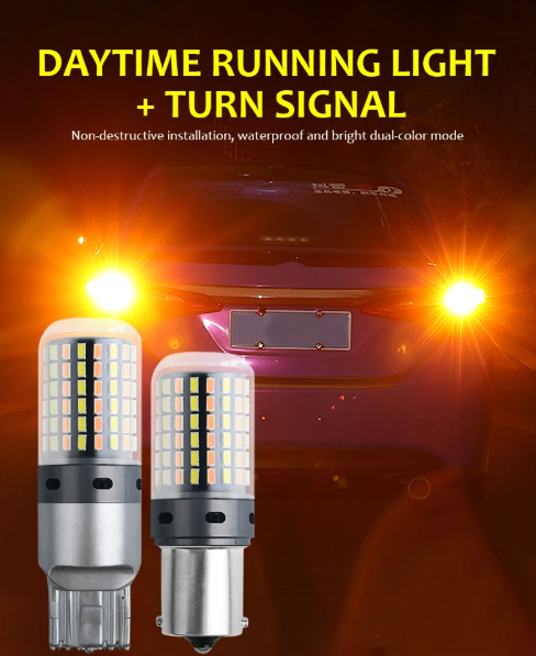 LED Φλας & Ημερήσια Φώτα DRL -  BA15S – Υψηλή Φωτεινότητα 2880 LM , CANBUS 12V - 2τμχ