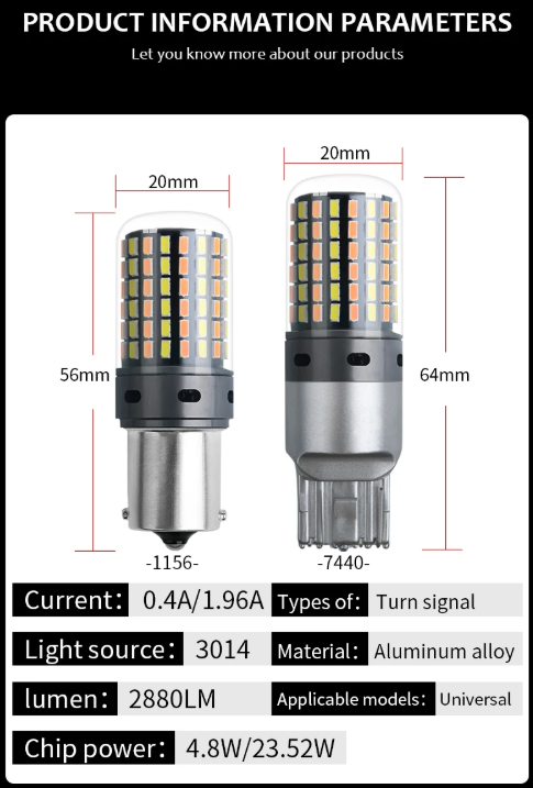 LED Φλας & Ημερήσια Φώτα DRL -  BA15S – Υψηλή Φωτεινότητα 2880 LM , CANBUS 12V - 2τμχ