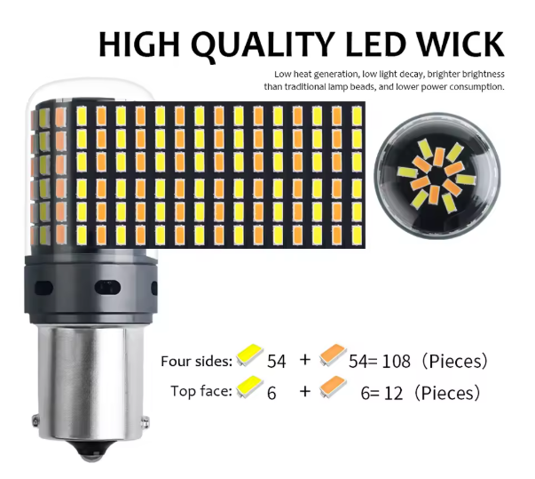 LED Φλας & Ημερήσια Φώτα DRL -  BA15S – Υψηλή Φωτεινότητα 2880 LM , CANBUS 12V - 2τμχ