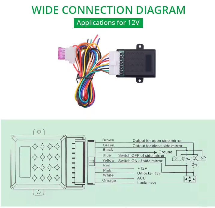 Universal Module Αναδίπλωσης Καθρεπτών για Αυτοκίνητα